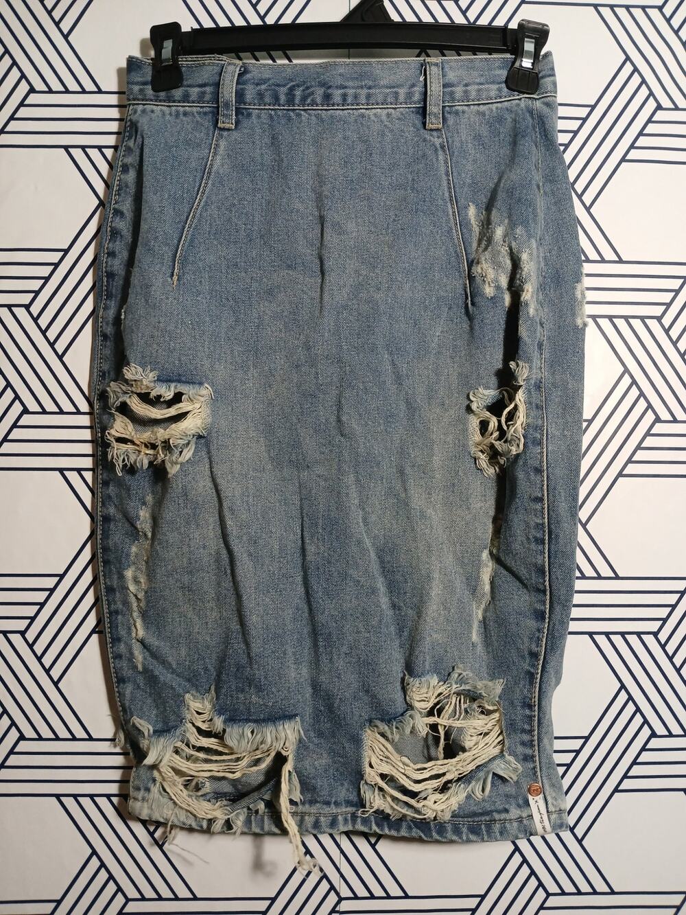 One Teaspoon Freelove Denim Skirt Distressed Mini Skirt Boho Rocker Y2K Festival